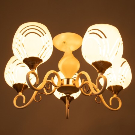 Chandelier "Patricia" 5x40W E27 white, gold 56x56x35cm-2