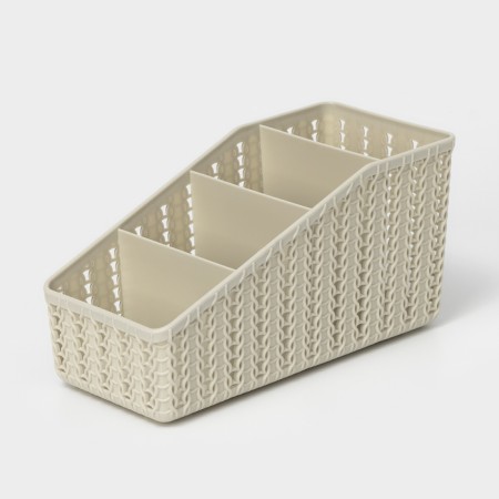 Organizer "Knitting", 4 sections, color white rattan