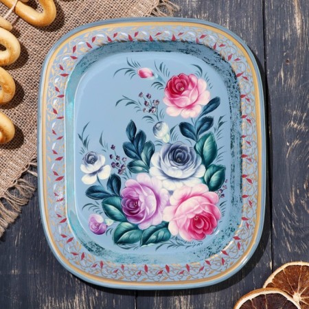 Tray with Zhostovskaya painting, 24 x 20 cm