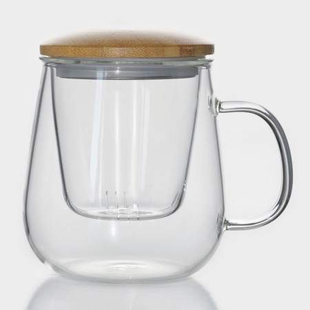 Glass mug for brewing with glass sieve "Eco", 500 ml