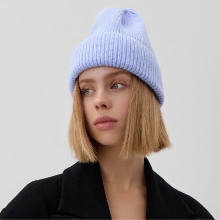 Women's hat minku with lapel, size 54-56, lilac color