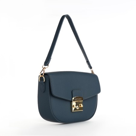 Women's bag on the valve, Textura, small size, blue color-9