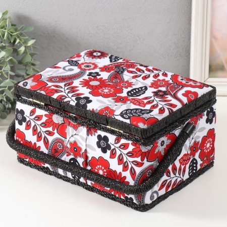 Casket for needlework "Folk Flower pattern" 19x26x14.5 cm-4