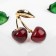 Brooch "Cherry" bulk, burgundy-green color in gold
