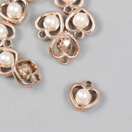 Decor for creativity plastic for metal "heart with pearls" 1.4x1.6 cm
