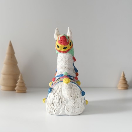 Polystone souvenir "Lama in color blanket and hat with pompons" 15x8.5x16.5 cm-4