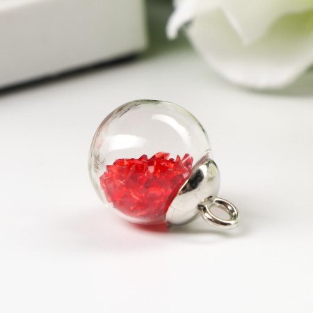 Suspension decorative for creativity glass "ball - pebbles" red d = 1.6 cm set 10 pcs-1