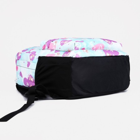 A backpack with a zipper, 3 outer pockets, blue/lilac color-4