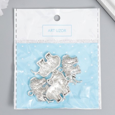 Decor for creativity Metal "Frowned Elephant" Silver Set 5 pcs 2.1x2.8x0.4 cm-2