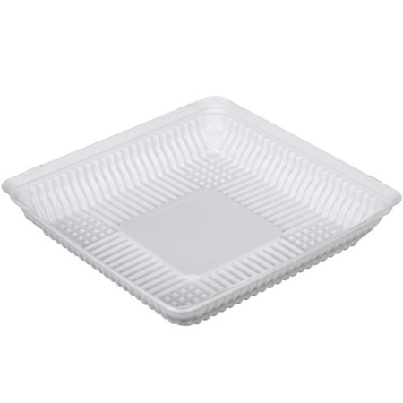 T-160D cake container (T), square, white color, size 20.5 x 20.5 x 3.7 cm