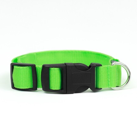 Collar with backlighting double strip size m, Osh 40-48 x 2.5 cm, 3 glow modes Green-2