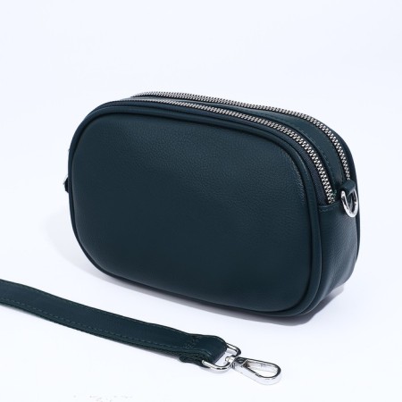 Bag Cross-Bodi on zippers, external pocket, dark green color-4