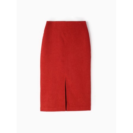 Skirt with a cut -off section, minku, brick color, size 46