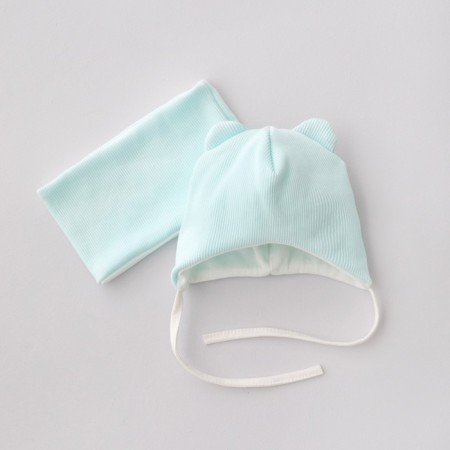 Kinderlitto Orsetto Kinderlitto kit, 2 items: hat, snood, age 3-6 months, mint color