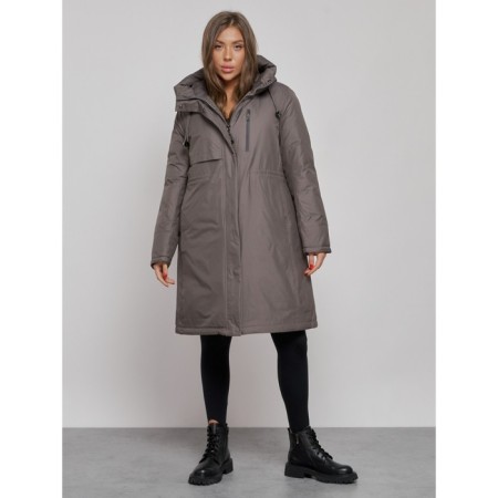 Coat insulated winter female, size 48, dark gray color