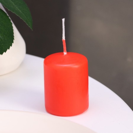 Candle cylinder, 4x5 cm, set 3 pcs, red-4