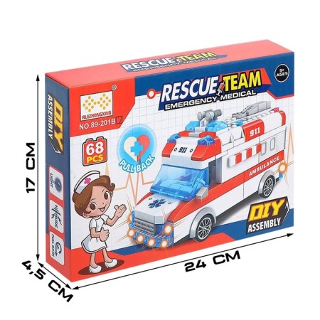 Constructor Block Inertial Police Furgon, Light, Sound, 68 parts-5