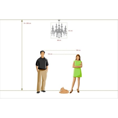 Aurora chandelier, size 68x80x68 cm, 480W 8xe14 IP 20-7