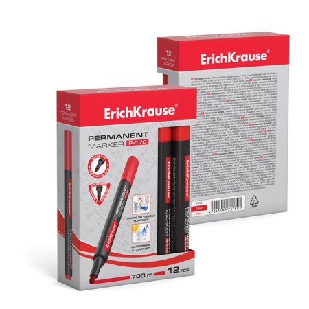 Permanent Erichkrause P-170, 2.0 mm marker, alcohol-based ink, red-3