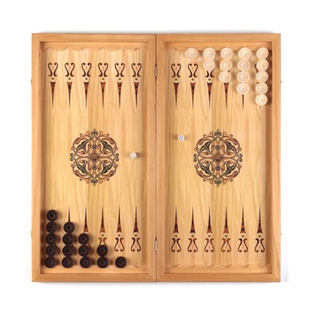 Wooden backgammon is large, with “wolf-21” checkers, a board game, 60 x 60 cm-1