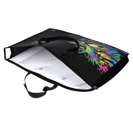 Folder for drawings and drawings A2, 650 x 470 mm, with handles, plastic, lightning from above, Phoenix "Neon Cat" 62515-2