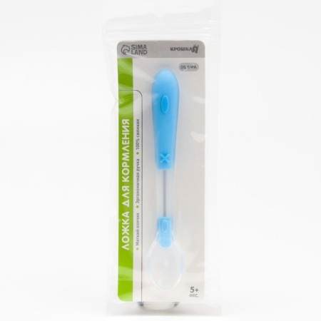 A spoon of a nursery for feeding silicone, from 5 months., Blue color-1