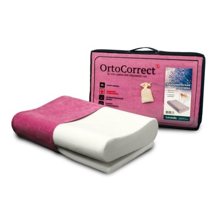 Ortopedic pillow Ortocorrect Classic M, with height adjustment, lavender smell, 58 x 37 cm, rollers 9/11 cm