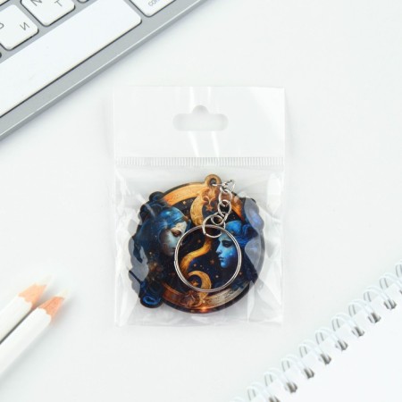 Key keychain wooden "twins", space, 4.5 x 6 cm-4