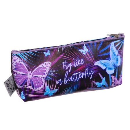 Penal soft 1 compartment, 80 x 190 x 40 mm, voluminous, artificial leather, "fly like a butterfly"-1