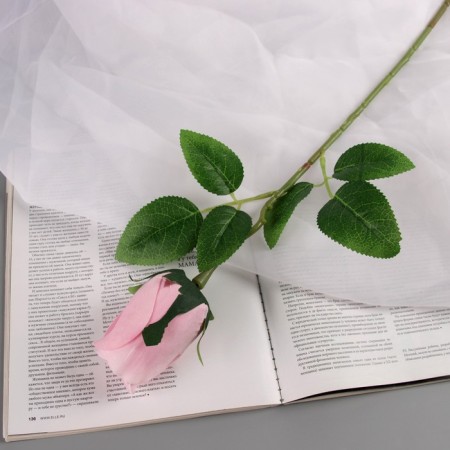 Flowers artificial "Rose Botton velvet" 43 cm, (bud-H-7cm) pink