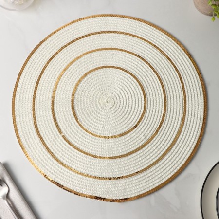 Serving napkin set 4 pcs of a share, d = 38 cm, white with gold-4