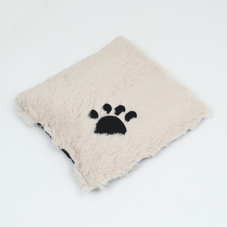 Stear with a pillow, fur, satin, perioteum, 45 x 45 x 15 cm, beige-5