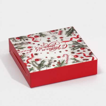 Folding box “Happy New Year!”, 14 x 14 x 3.5 cm, new year-3