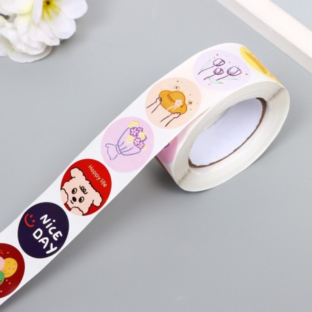 Sticker Paper "Happy moments" d = 2.5 cm 500 pcs in a roll 3x6.5x6.5 cm-4