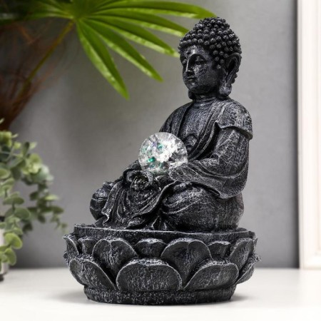 The desktop fountain from the network, the backlight "Gray Buddha with the ball" 30x19x19 cm-1
