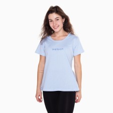 Female T -shirt with print, blue color, size 44