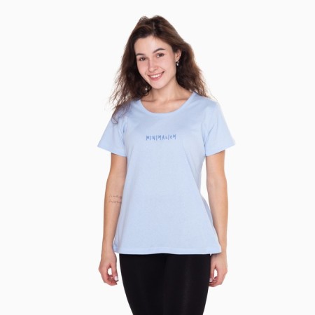 Female T -shirt with print, blue color, size 44