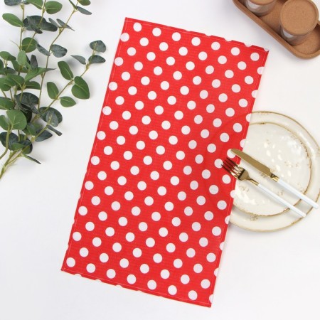 Towel 35x60cm peas, red, waffle, 120 g/m2, cotton 100%