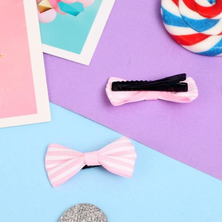 Hair clamp "Bow" stripes, 4 cm, mix-1