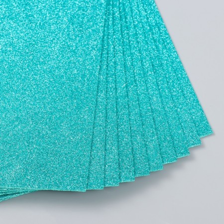 Foamiran glitter 2 mm 20x30 cm, turquoise-1
