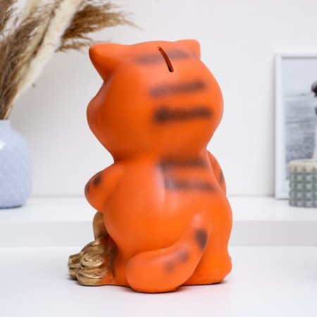 Piggy bank "Cat with a broom" Red, 24x20x28cm-2