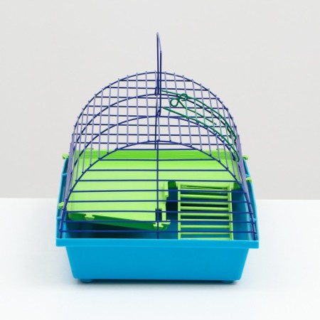 A semicircular rodent cell with a plastic shelf and ladder, 36 x 24 x 22 cm Mix of flowers-2