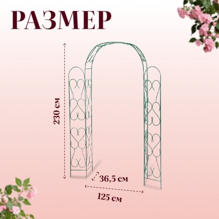Sadovaya arch, collapsible, 230 × 125 × 36.5 cm, metal, green-6