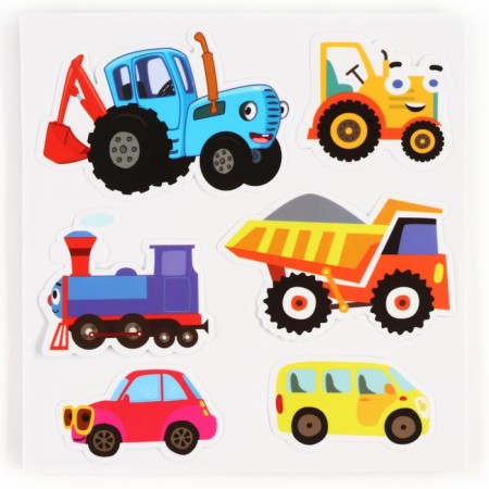 Developing toy "Fun Velcro", Transport, Blue Tractor-4