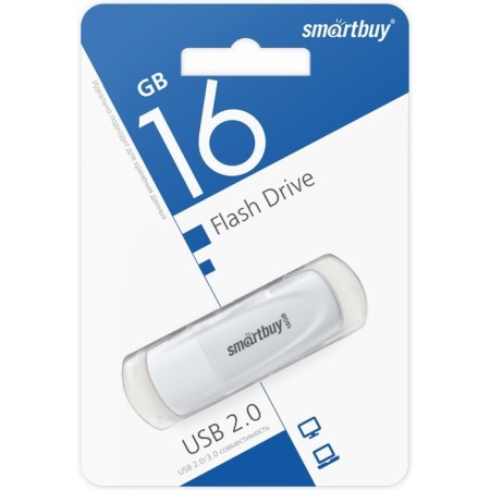 Flash drive Smartbuy 016GB2SCW, 16 GB, USB2.0, th Up 15 MB/s, PBLD up to 12 Mb/s, white-3