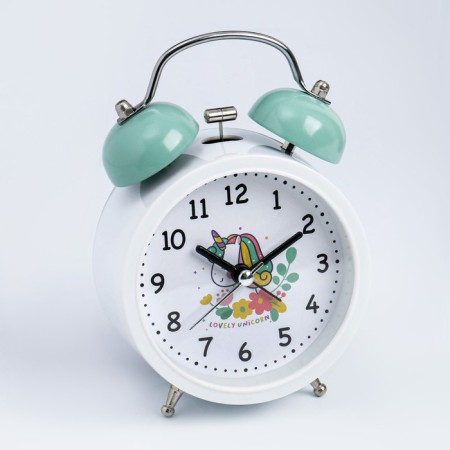 Alarm clock "Unicorn", discrete move, aa, 9.5 x 14 x 5 cm, white-1