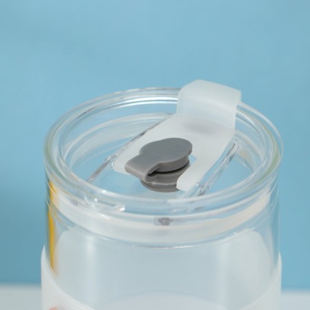 Glass glass with a lid and tube "Frutis", 410 ml, color mix-3