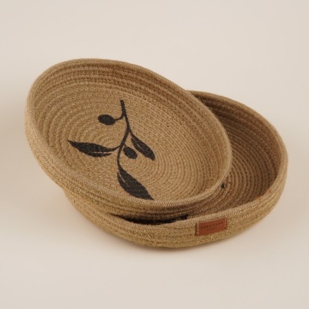 A set of baskets for storing manual weaving "Oliva" 2 pcs: 25x25x3 cm and 30x30x4 cm-1