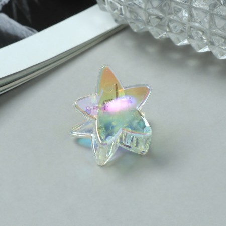 Hair crab "Avanti" (set 6 pcs) star, 2.4 cm, transparent