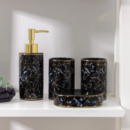 A set of accessories for the bathroom "Loft", 4 items (dispenser 250 ml, soap dish, 2 glasses), black color-5